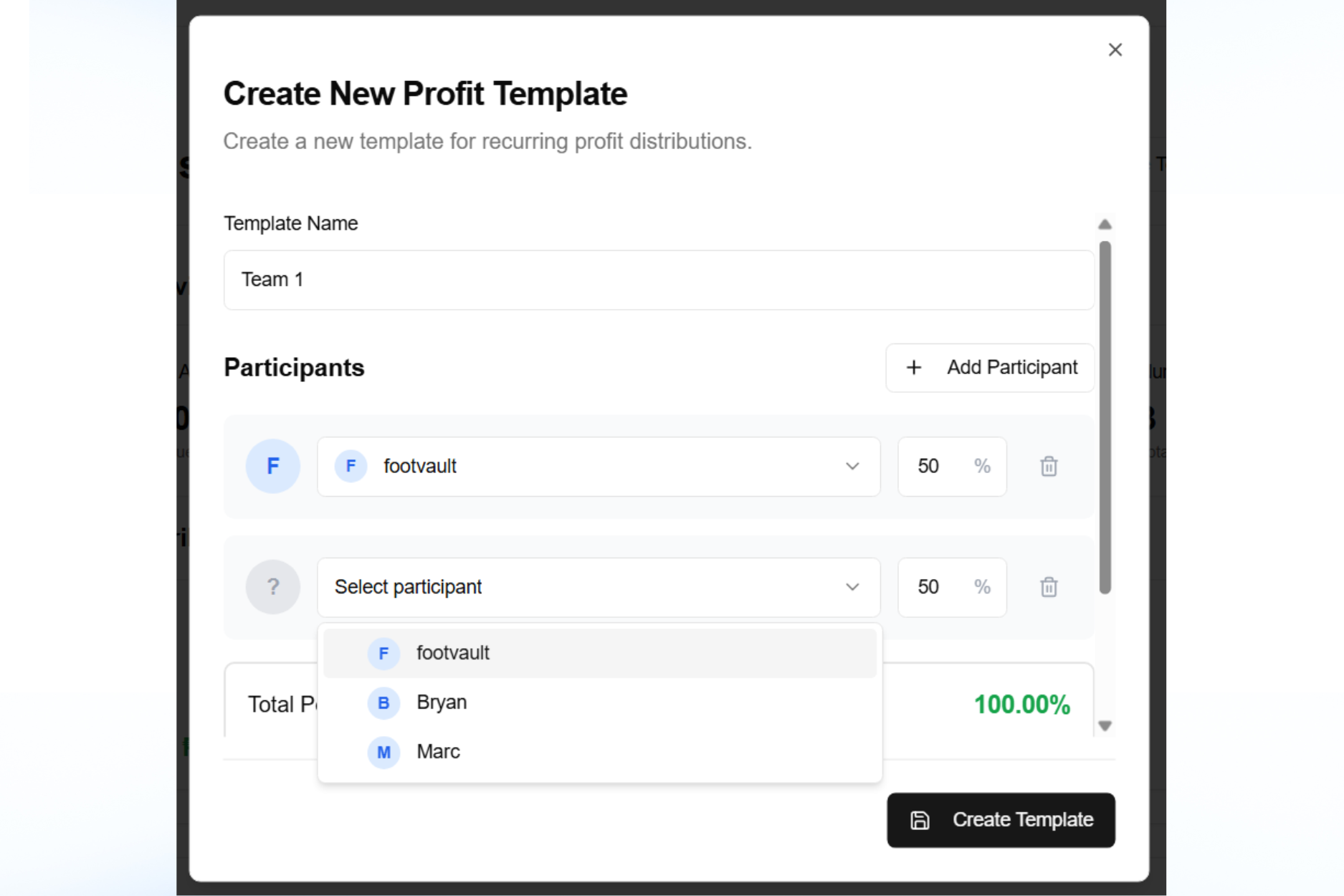 Distribution Templates Interface